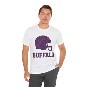 Buffalo Game Day T-Shirt, Patchwork Helmet Football Fan Tee, Vintage Style Sports Shirt image 1