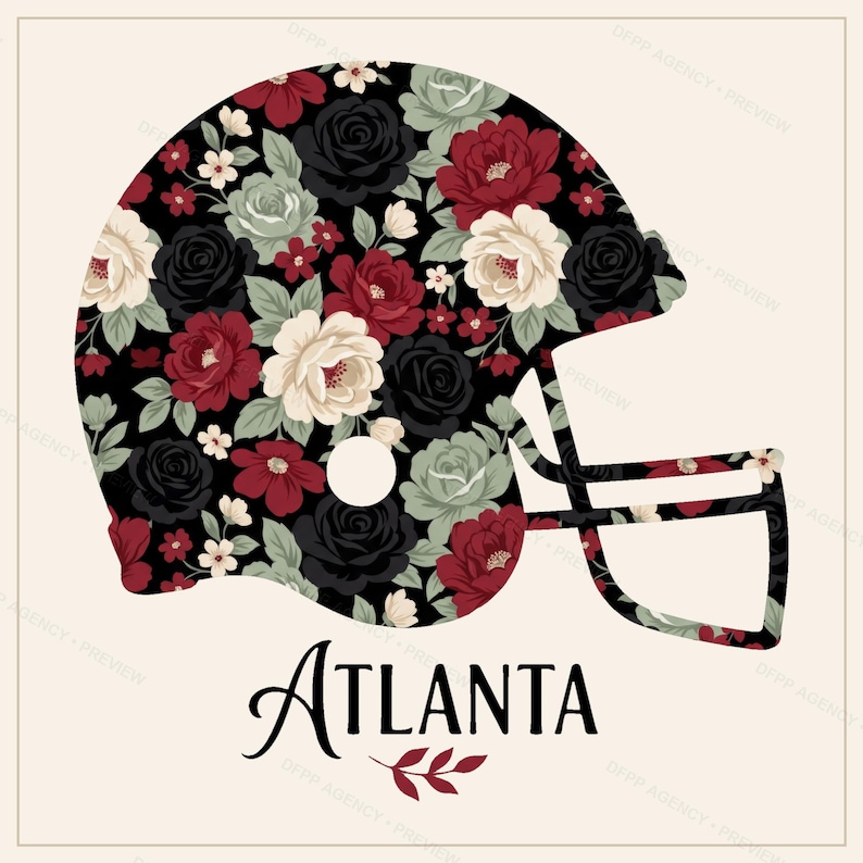 Atlanta hjälm PNG-paket, 8 fotbollsfanstilar, sublimerings- och DTF-designer, omedelbar nedladdning bild 4