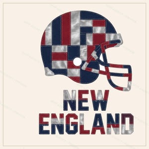 Casco patchwork del New England PNG, sublimazione per tifosi di football, clipart per magliette, download digitale immagine 1