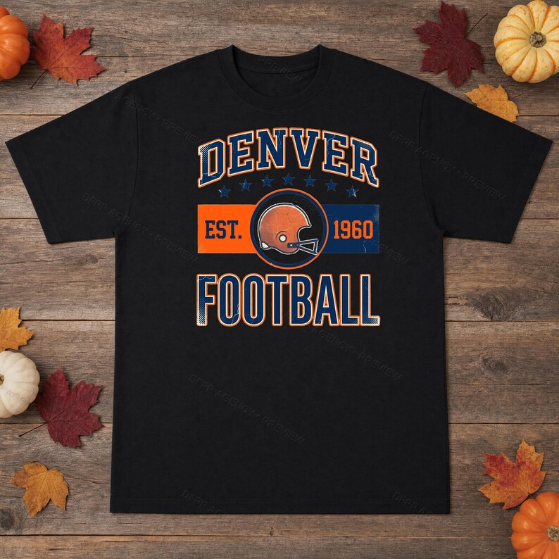 Denver Vintage Crest Football PNG, Retro Varsity Sublimation Design, Digital Download image 3