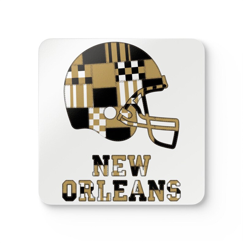New Orleans Saints Football Helmet Cork Coaster, Fan Drink Coaster, Home Bar Decor, Sports Gift image 1
