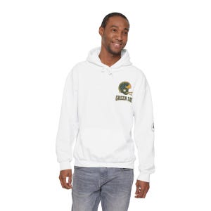 Green Bay Football Vintage Varsity Helmet Hooded Sweatshirt, Game Day Hoodie, Fan Pullover Gift image 2