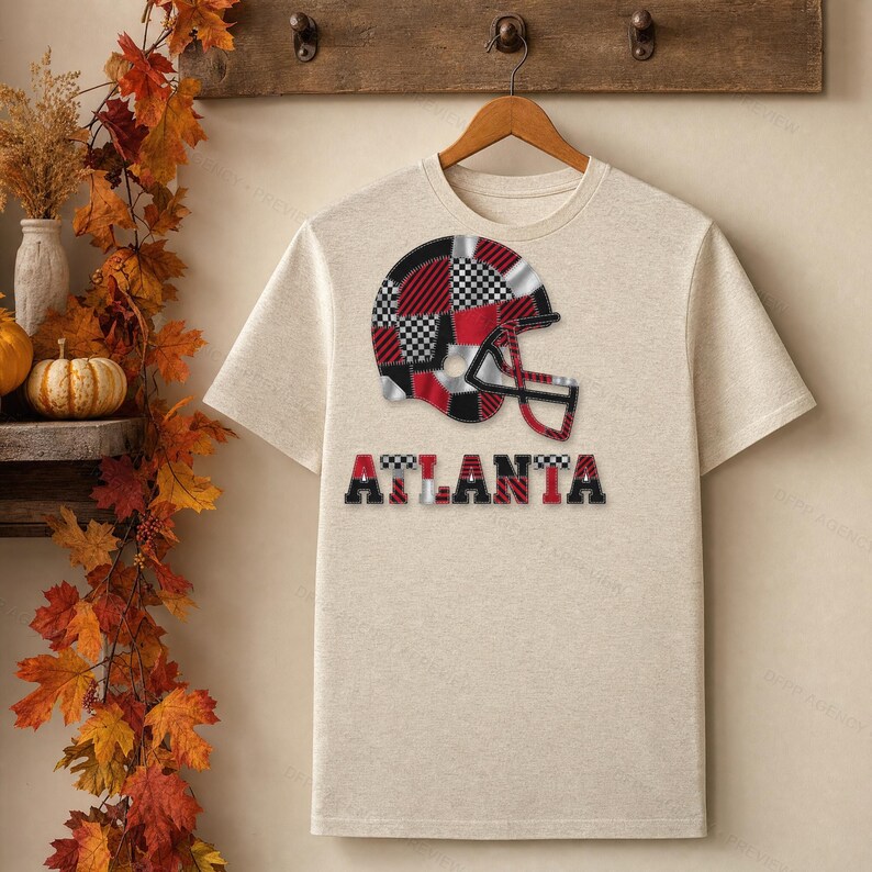 Atlanta Falcons Patchwork-Helm (PNG), Football-Sublimationsdruck, Spieltags-Shirt, Digitaler Download Bild 4