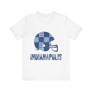 Indianapolis Colts Game Day T-Shirt, Patchwork Helmet Football Fan Tee, Vintage Style Sports Shirt image 1
