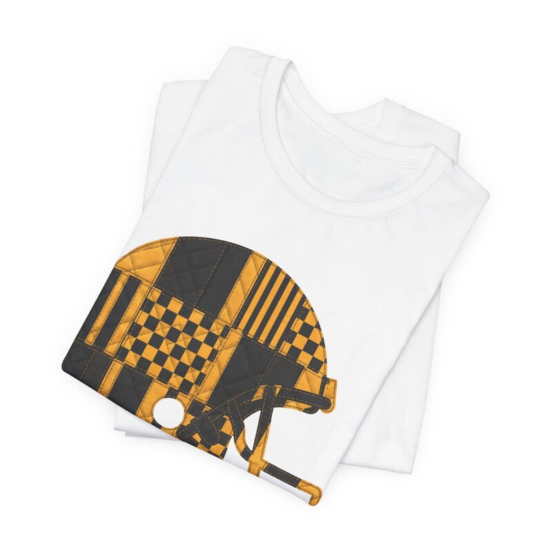 Pittsburgh Steelers Game Day T-Shirt, Patchwork Helmet Football Fan Tee, Vintage Style Sports Shirt image 6