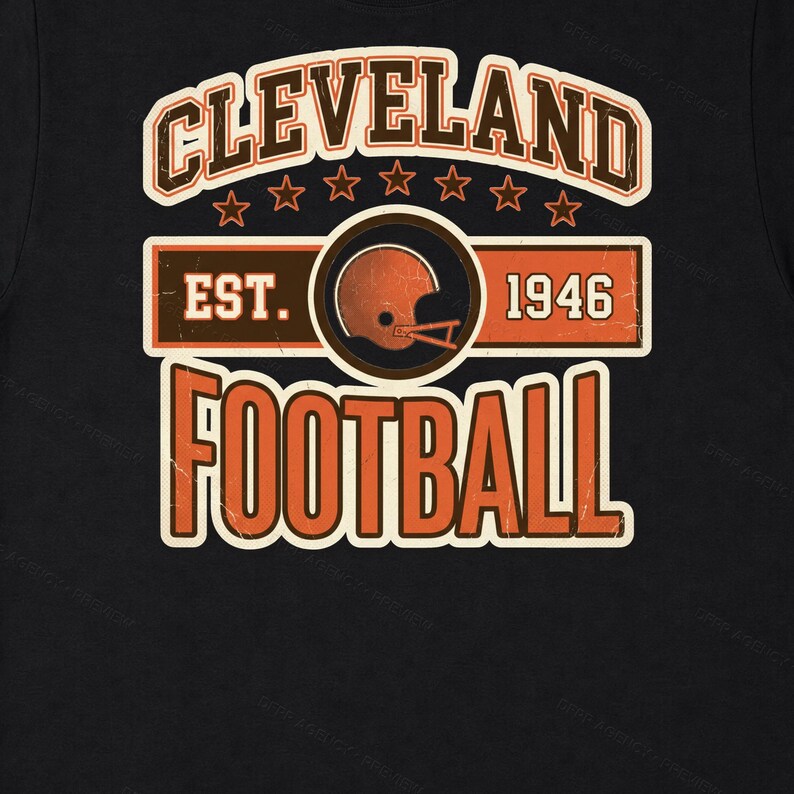 Cleveland Vintage Wappen-Football-Design (PNG), Retro-College-Sublimationsdesign, digitaler Download Bild 6