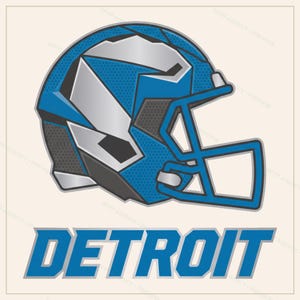 Paquete de sublimación de los Detroit Lions de fútbol americano, 8 diseños de cascos en formato PNG, imágenes prediseñadas para camisetas de día de partido, descarga digital. imagen 8