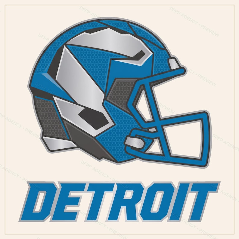 Paquete de sublimación de los Detroit Lions de fútbol americano, 8 diseños de cascos en formato PNG, imágenes prediseñadas para camisetas de día de partido, descarga digital. imagen 8