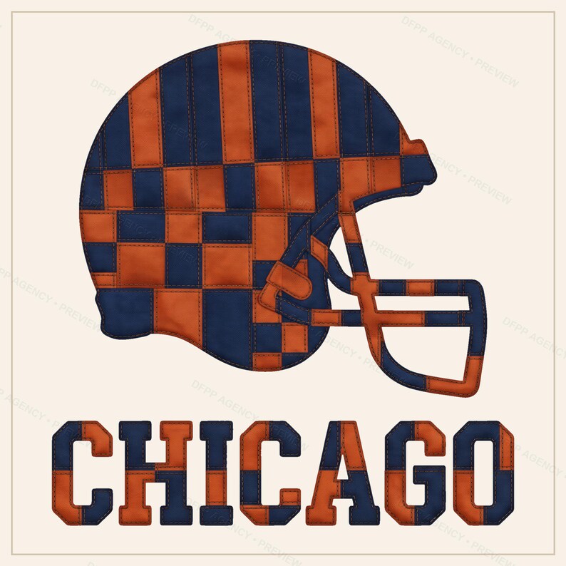 Chicago Patchwork Helmet Game Day Hoodie, Unisex Football Sweatshirt, Cozy Fall Pullover image 9