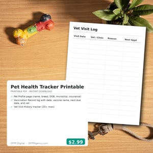 Haustier Gesundheit Tracker Printable | Vet Visit Log Impfpass | reMarkable PDF Instant Download