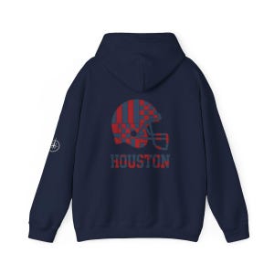 Houston Patchwork-Helm-Spieltags-Hoodie, Unisex-Football-Sweatshirt, kuscheliger Herbstpullover Bild 7
