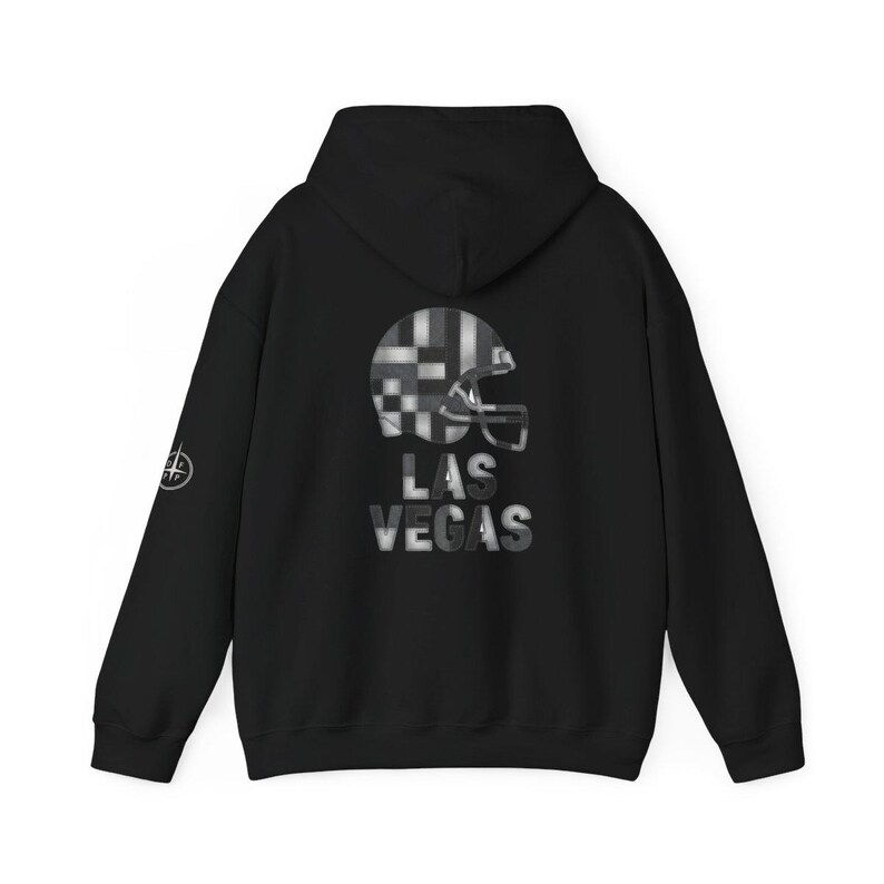 Felpa con cappuccio a patchwork con casco di Las Vegas, felpa da calcio retrò, pullover per il giorno della partita, felpa per tifosi immagine 7