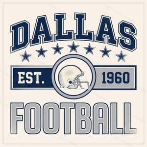 Escudo de fútbol americano vintage de Dallas PNG, diseño retro universitario para sublimación, descarga digital imagen 1