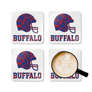 Buffalo Bills Football Helmet Coaster, Cork Drink Coaster, Man Cave Decor, Fan Gift image 3