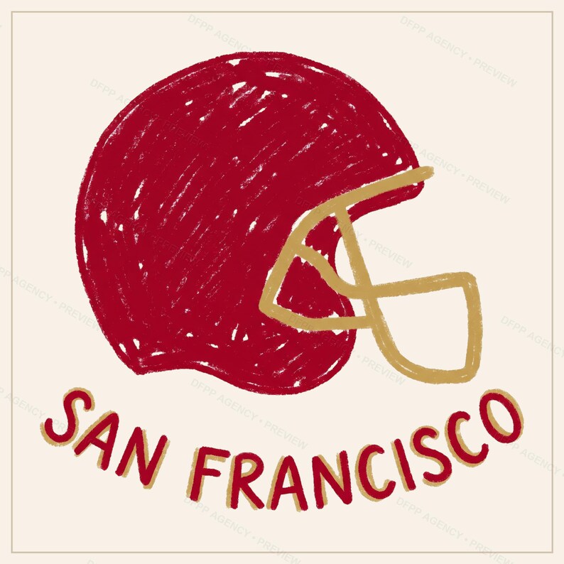 San Francisco Football Sublimation Bundle, 8 PNG Helmet Designs, Game Day Shirt Clipart, Digital Download image 7