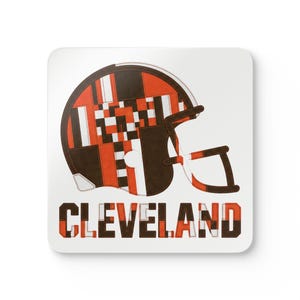 Cleveland Browns Footballhelm-Untersetzer, Kork-Getränkeuntersetzer, Deko für die Männerhöhle, Fangeschenk Bild 1