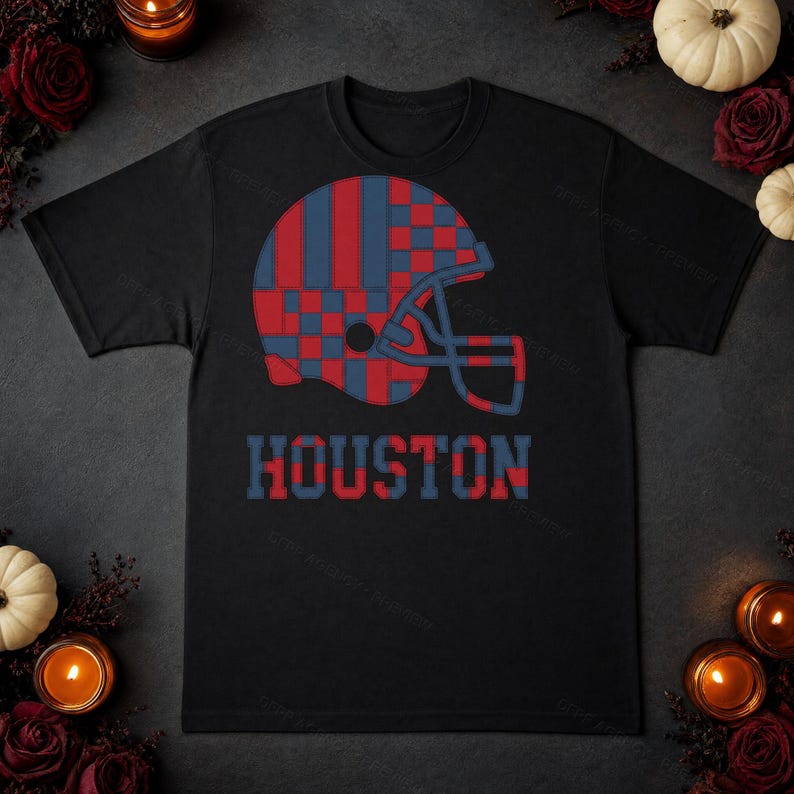 Houston Patchwork Helmet PNG, Retro Sublimation File, Fan Shirt Clipart, Instant Download image 5