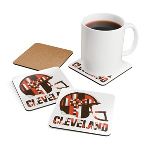 Cleveland Browns Footballhelm-Untersetzer, Kork-Getränkeuntersetzer, Deko für die Männerhöhle, Fangeschenk Bild 4