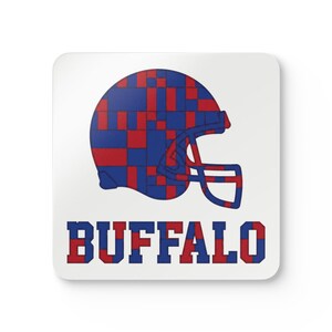 Buffalo Bills Football Helmet Coaster, Cork Drink Coaster, Man Cave Decor, Fan Gift image 1
