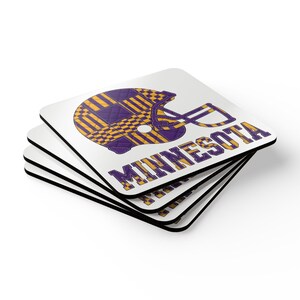Minnesota Football Helmet Coaster, Cork Drink Coaster, Man Cave Decor, Fan Gift image 5