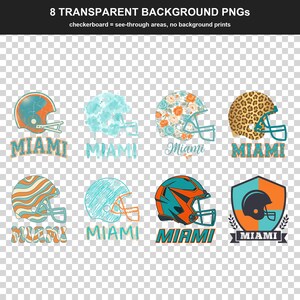 Sublimeringspaket för Miami Football, 8 PNG-hjälmdesigner, Clipart för matchdagströjor, digital nedladdning bild 2