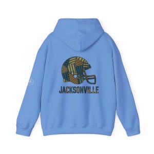 Jacksonville Jaguars Patchwork Helmet Game Day Hoodie, Unisex Football Sweatshirt, Cozy Fall Pullover image 7