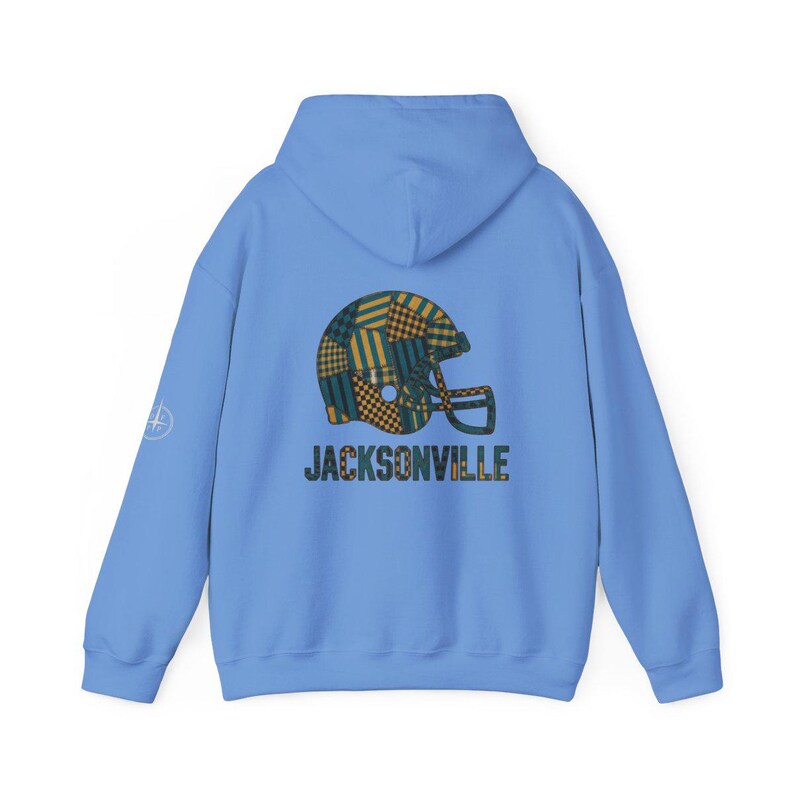 Jacksonville Jaguars Patchwork Helmet Game Day Hoodie, Unisex Football Sweatshirt, Cozy Fall Pullover image 7
