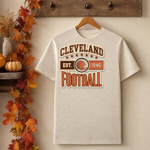 Cleveland Vintage Wappen-Football-Design (PNG), Retro-College-Sublimationsdesign, digitaler Download Bild 4