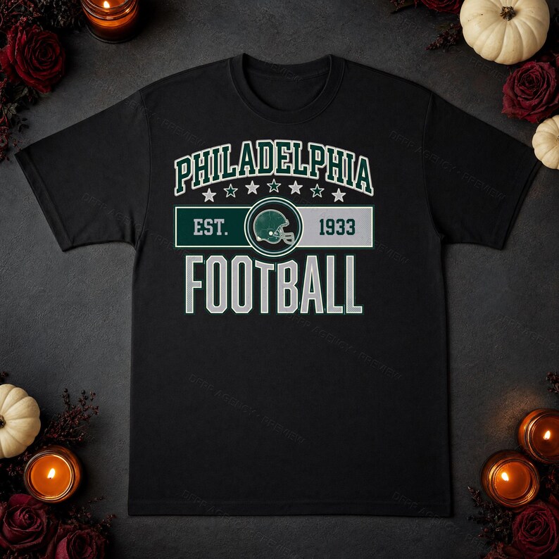 Philadelphia Vintage Crest Football PNG, Retro Varsity Sublimation Design, Digital Download image 5