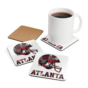 Posavasos de corcho con forma de casco de los Atlanta Falcons, posavasos para aficionados, decoración para bar en casa, regalo deportivo. imagen 4