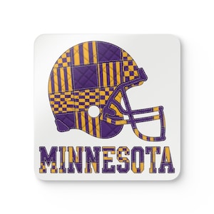 Minnesota Football Helmet Coaster, Cork Drink Coaster, Man Cave Decor, Fan Gift image 1