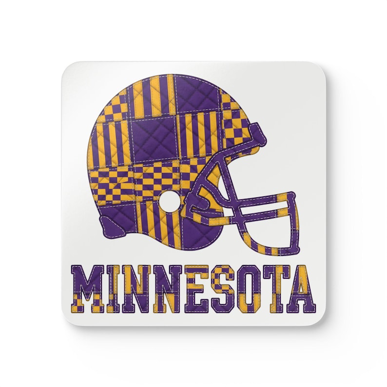 Minnesota Football Helmet Coaster, Cork Drink Coaster, Man Cave Decor, Fan Gift image 1