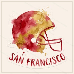San Francisco Football Sublimation Bundle, 8 PNG Helmet Designs, Game Day Shirt Clipart, Digital Download image 3