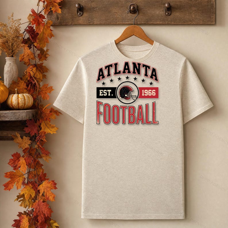 Escudo de fútbol americano vintage de Atlanta PNG, diseño retro universitario para sublimación, descarga digital imagen 4