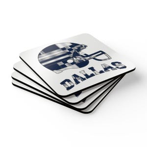 Dallas Football Helmet Coaster, Cork Drink Coaster, Man Cave Decor, Fan Gift image 5
