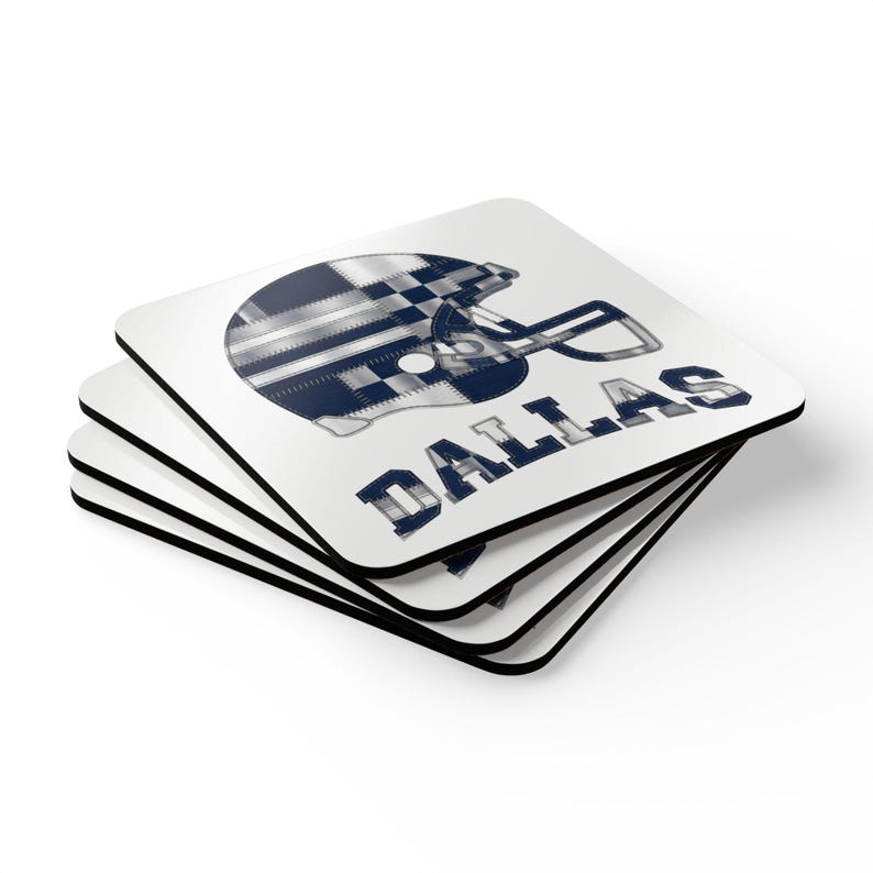 Dallas Football Helmet Coaster, Cork Drink Coaster, Man Cave Decor, Fan Gift image 5