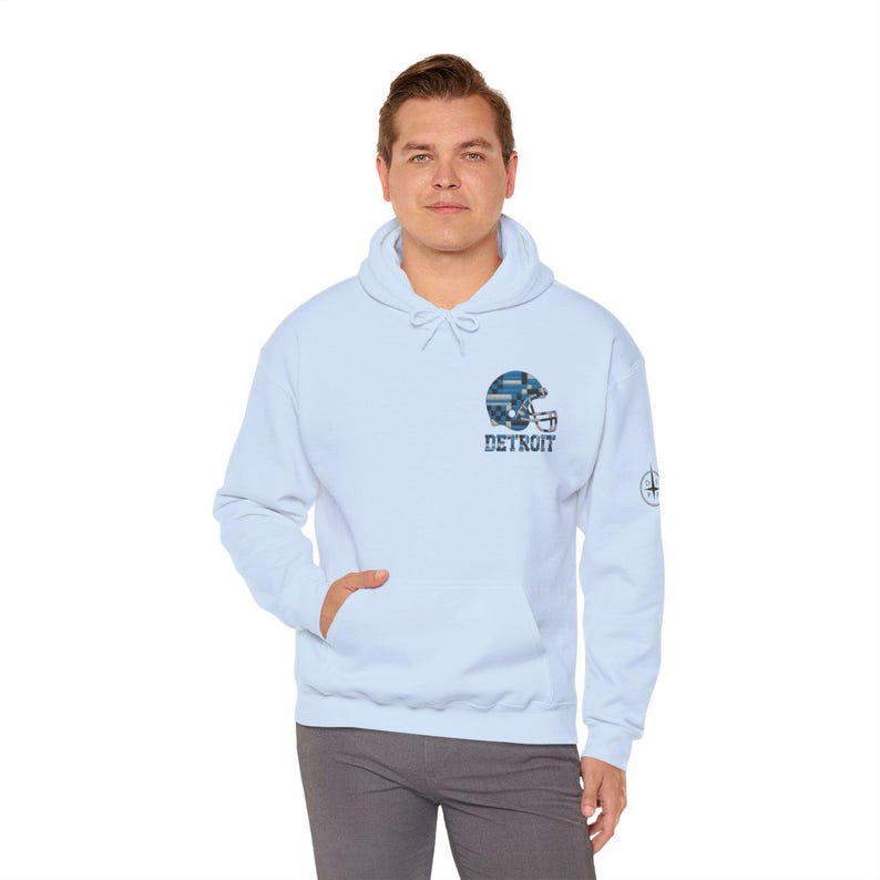 Sweat à capuche Detroit Patchwork Helmet Game Day, sweat-shirt unisexe de football, pull confortable pour l'automne image 4