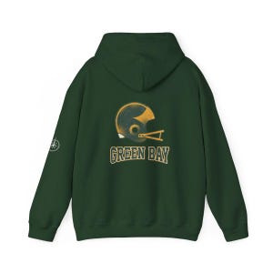 Green Bay Football Vintage Varsity Helmet Hooded Sweatshirt, Game Day Hoodie, Fan Pullover Gift image 7