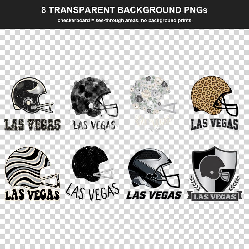 Las Vegas Football Sublimation Bundle, 8 PNG Helmet Designs, Game Day Shirt Clipart, Digital Download image 2