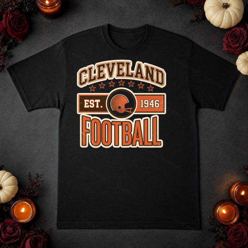 Cleveland Vintage Wappen-Football-Design (PNG), Retro-College-Sublimationsdesign, digitaler Download Bild 5