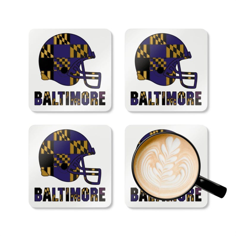 Sous-verre en liège en forme de casque de football américain de Baltimore, sous-verre pour supporter, décoration de bar, cadeau sportif image 3