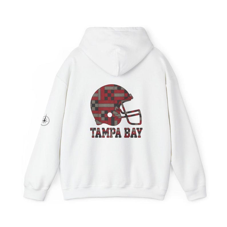Moletom com Capuz Tampa Bay Patchwork Helmet Game Day, Moletom Unissex de Futebol Americano, Blusa de Moletom Confortável para o Outono imagem 5