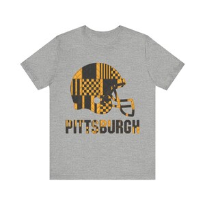 Pittsburgh Steelers Game Day T-Shirt, Patchwork Helmet Football Fan Tee, Vintage Style Sports Shirt image 3
