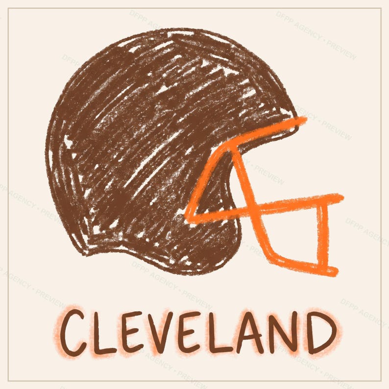 Cleveland Football Sublimation Bundle, 8 PNG Helmet Designs, Game Day Shirt Clipart, Digital Download image 7