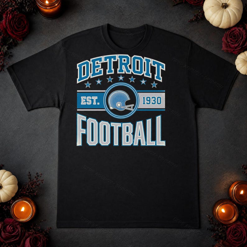 Football mit Detroit Lions-Vintage-Wappen (PNG), Retro-College-Sublimationsdesign, digitaler Download Bild 5