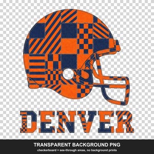 Capacete Denver Patchwork PNG, Sublimação de Futebol Americano, Camiseta para Dia de Jogo, Download Digital imagem 2