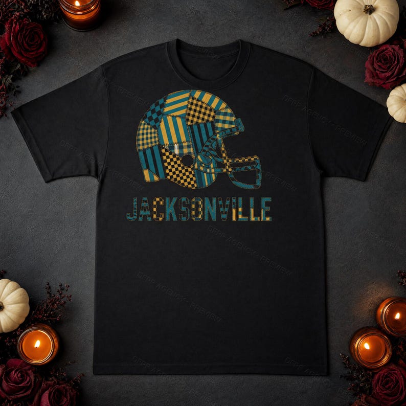Jacksonville Patchwork Helmet Football Tee, Vintage Game Day Shirt, Sports Apparel, Great Gift image 7
