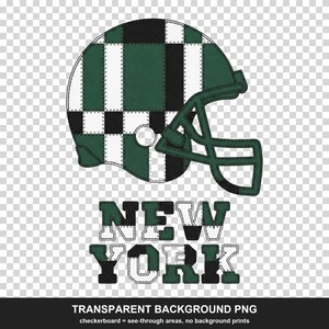 New York Green & White Patchwork Helmet PNG, Football Fan Sublimation, Shirt Clipart, Digital Download image 2