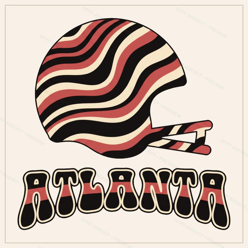 Atlanta hjälm PNG-paket, 8 fotbollsfanstilar, sublimerings- och DTF-designer, omedelbar nedladdning bild 6
