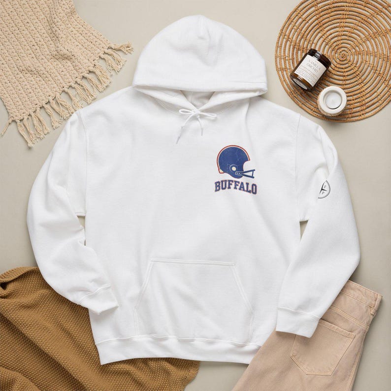 Buffalo Vintage Varsity Helmet Game Day Hoodie, Unisex Football Sweatshirt, Cozy Fall Pullover image 1